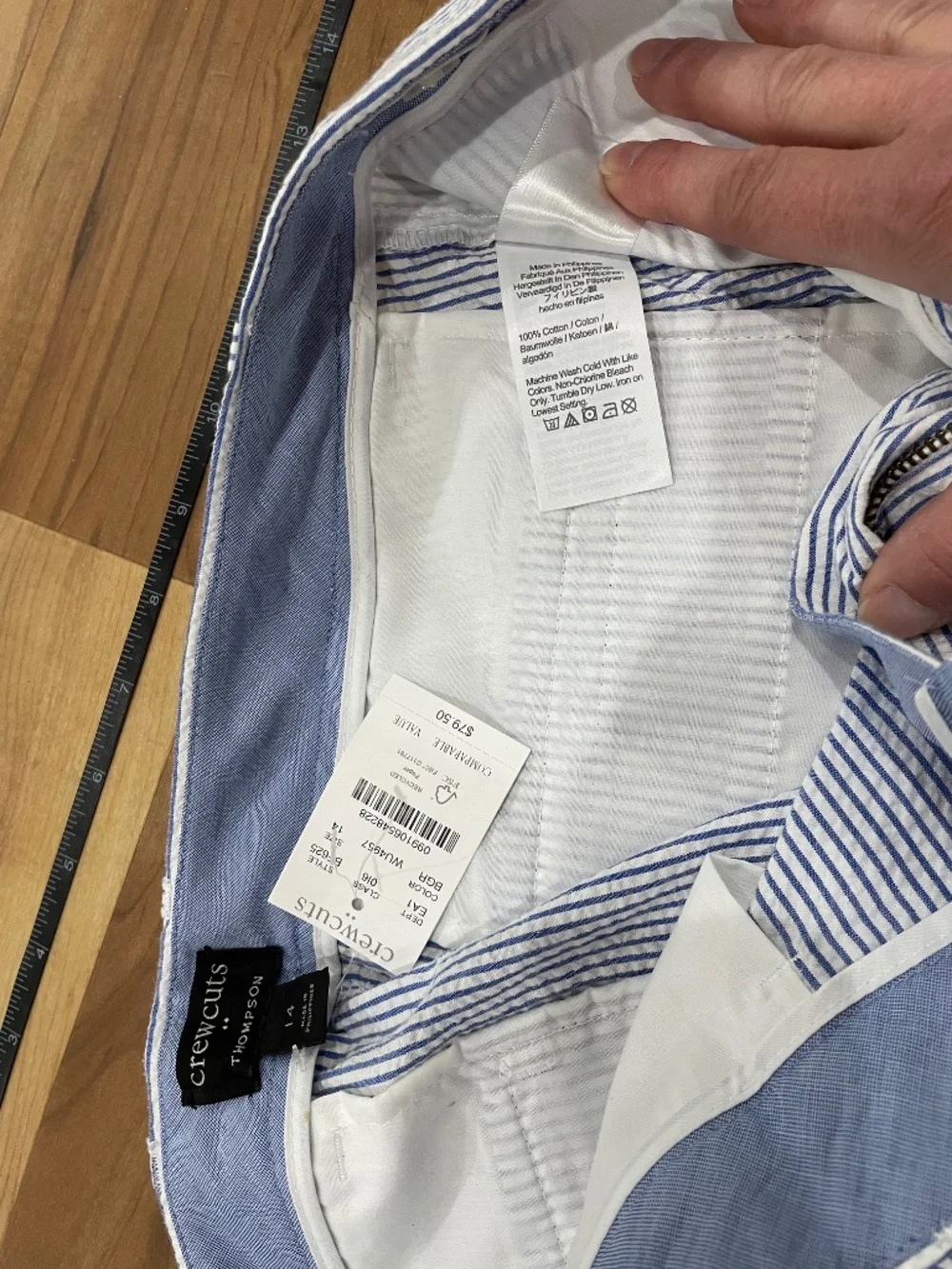 NWT Crewcuts J.Crew Boys Thompson Seersucker Striped Dress Pants Size 14 - Picture 4 of 7